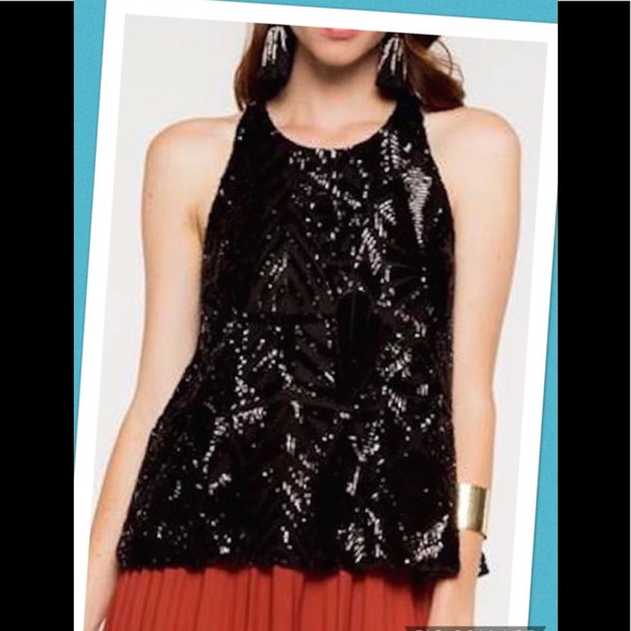 BLACK SEQUIN COCKTAIL TOP - Picture 4 of 8